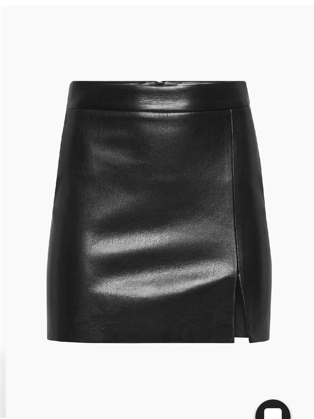 Sunday Best Black Vegan Leather Mini Skirt with Front Slit